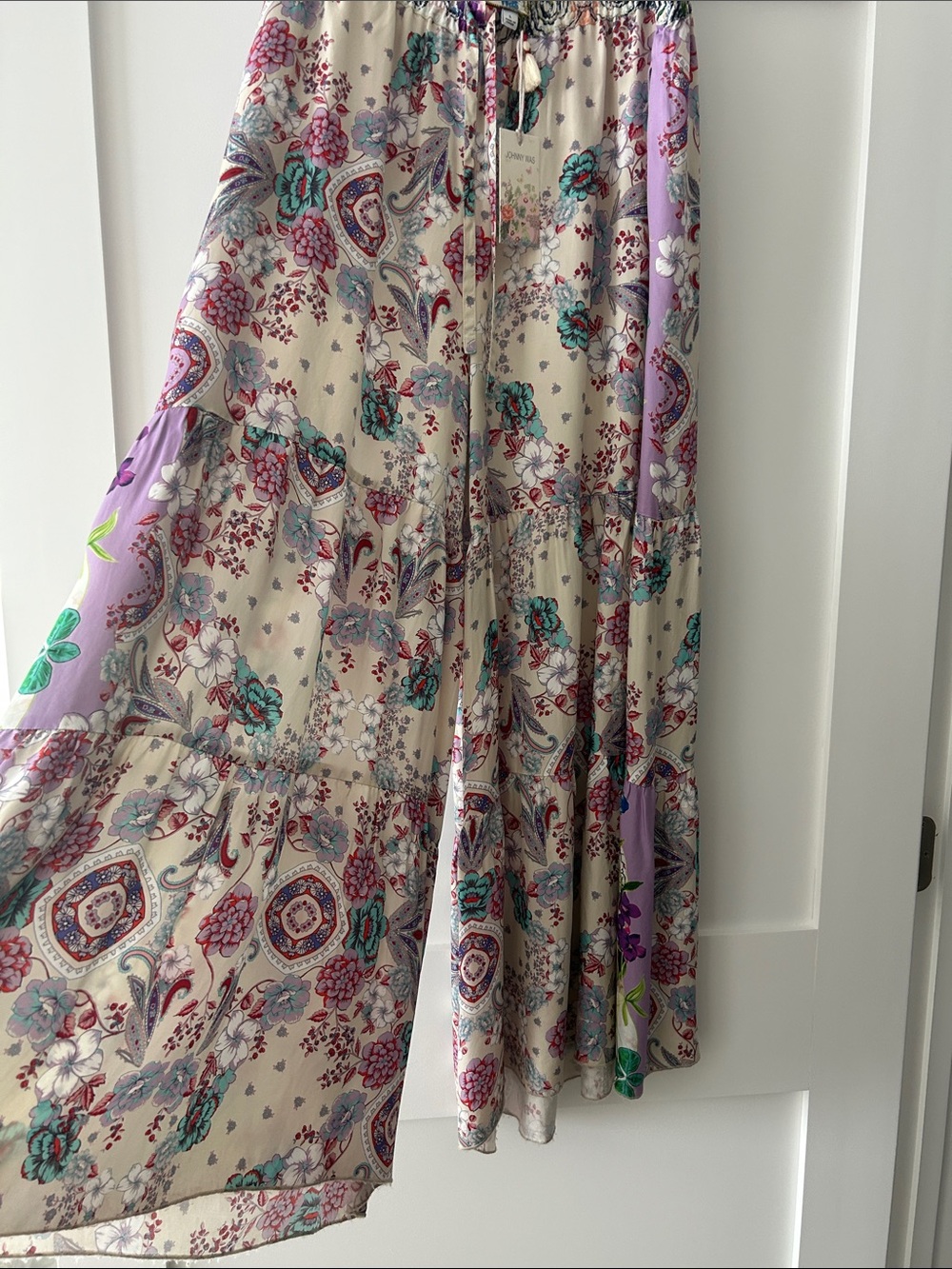 Johnny Was Cream Floral Wide-Leg pants